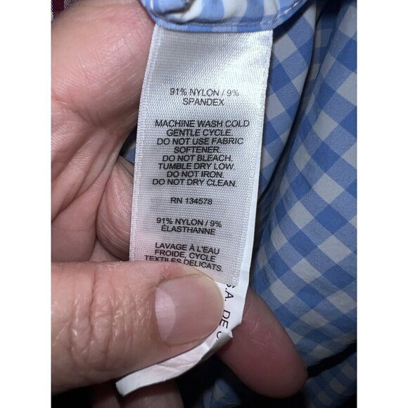 VINEYARD VINES Performance Classic Fit Whale Shirt Mens Blue Bay Gingham Sz XL - Picture 9 of 9